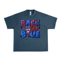 Midnight Navy Back the blue with lightning bolt 4th of july Urban Heavy Tee - CowGirlArtShop