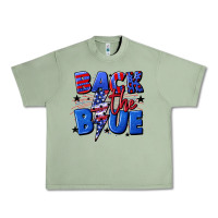 Oil Green Back the blue with lightning bolt 4th of july Urban Heavy Tee - CowGirlArtShop