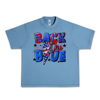 Pebble Blue Back the blue with lightning bolt 4th of july Urban Heavy Tee - CowGirlArtShop