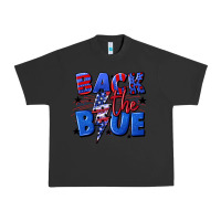 Pigment Black Back the blue with lightning bolt 4th of july Urban Heavy Tee - CowGirlArtShop