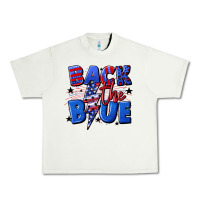 Pistachio Back the blue with lightning bolt 4th of july Urban Heavy Tee - CowGirlArtShop