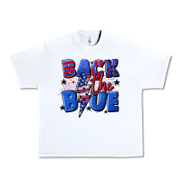White Back the blue with lightning bolt 4th of july Urban Heavy Tee - CowGirlArtShop