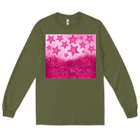 Army Green pink glitter star Long Sleeve Tee - JahusDesignShop