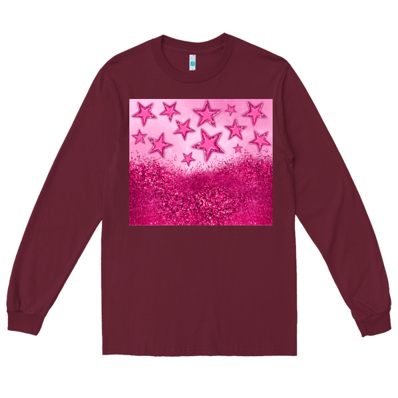 Pink Glitter Star Long Sleeve Tee by JahusDesignShop | Teevron