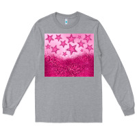 Heather Grey pink glitter star Long Sleeve Tee - JahusDesignShop