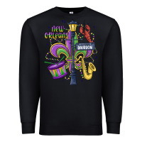 Black new orleans mardi gras streets Premium Sweatshirt - MaliasSmallBusiness