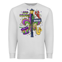Dove Grey new orleans mardi gras streets Premium Sweatshirt - MaliasSmallBusiness