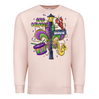 Pale Pink new orleans mardi gras streets Premium Sweatshirt - MaliasSmallBusiness