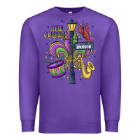 Purple new orleans mardi gras streets Premium Sweatshirt - MaliasSmallBusiness