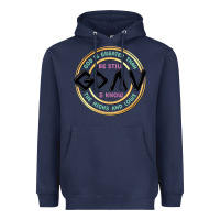 Navy be still and know Heavyweight Hoodie - MaliasSmallBusiness