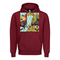 Burgundy western rooster seamless pattern Zipper Hoodie - BundleAndBundleShop