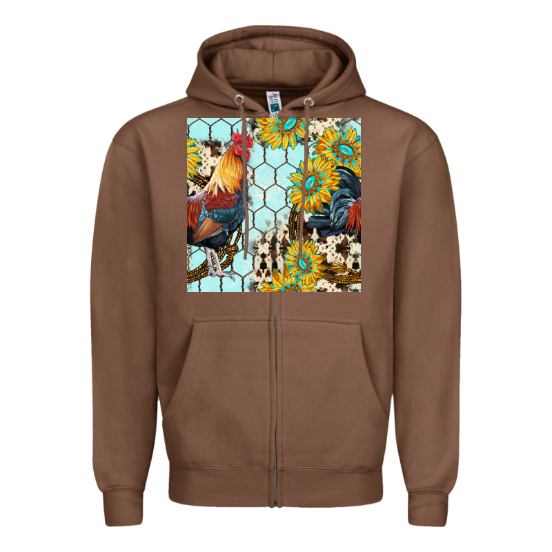Western Rooster Seamless Pattern Zipper Hoodie by BundleAndBundleShop | Teevron