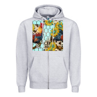 Heather Grey western rooster seamless pattern Zipper Hoodie - BundleAndBundleShop