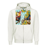 Oatmeal Heather western rooster seamless pattern Zipper Hoodie - BundleAndBundleShop