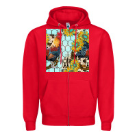 Red western rooster seamless pattern Zipper Hoodie - BundleAndBundleShop