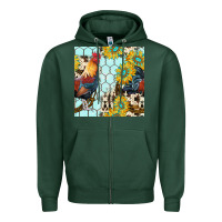 Sports Green western rooster seamless pattern Zipper Hoodie - BundleAndBundleShop