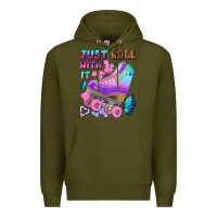 Army Green just roll with it Premium Hoodie - BundleAndBundleShop