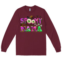 Burgundy spooky mama Long Sleeve Tee - AdoDesignShop
