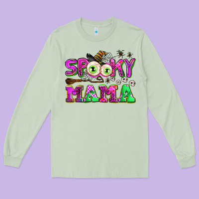 Spooky Mama Long Sleeve Tee Designed By Adodesignshop