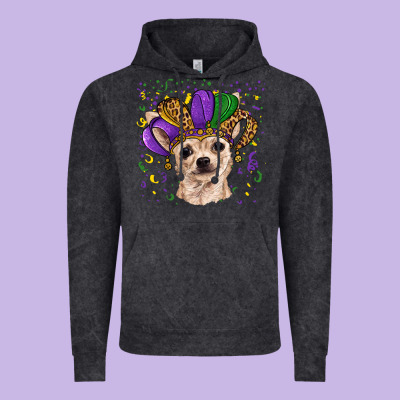 Vintage Hoodie mardi gras hat chihuahua