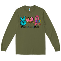 Army Green peace love  cure Long Sleeve Tee - AdoDesignShop