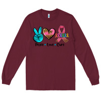 Burgundy peace love  cure Long Sleeve Tee - AdoDesignShop