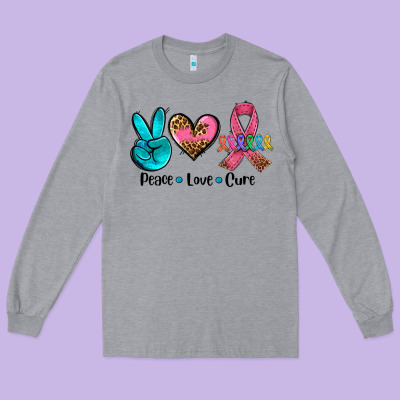 Peace Love  Cure Long Sleeve Tee Designed By Adodesignshop