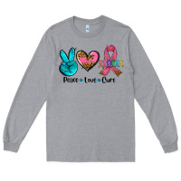 Heather Grey peace love  cure Long Sleeve Tee - AdoDesignShop