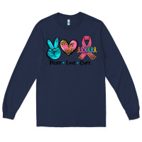 Navy peace love  cure Long Sleeve Tee - AdoDesignShop