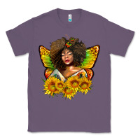 Lavender butterfly afro woman juneteenth Classic Tee - AdoDesignShop