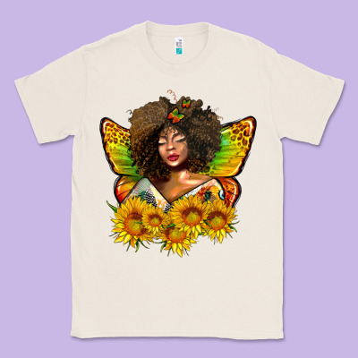 Butterfly Afro Woman Juneteenth Classic Tee Designed By Adodesignshop