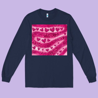 Pink Glitter Heart Long Sleeve Tee Designed By Jahusdesignshop