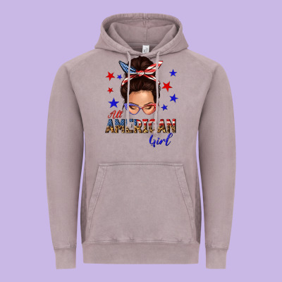 Vintage Hoodie all american girl messy bun