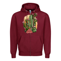 Burgundy cactus Zipper Hoodie - JahusDesignShop
