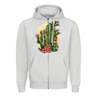 Dove Grey cactus Zipper Hoodie - JahusDesignShop