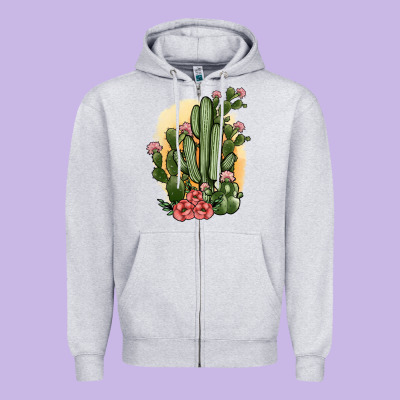 Cactus Zipper Hoodie Designed By Jahusdesignshop