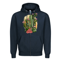 Navy cactus Zipper Hoodie - JahusDesignShop