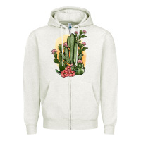 Oatmeal Heather cactus Zipper Hoodie - JahusDesignShop