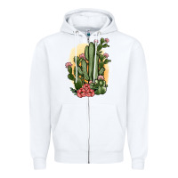 White cactus Zipper Hoodie - JahusDesignShop