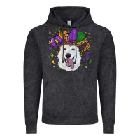 Vintage Black mardi gras hat  white shepherd Vintage Hoodie - RanaPortraitStore