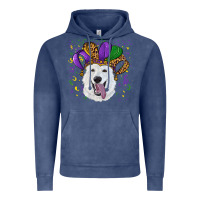 Vintage Denim mardi gras hat  white shepherd Vintage Hoodie - RanaPortraitStore