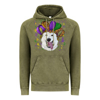 Vintage Olive mardi gras hat  white shepherd Vintage Hoodie - RanaPortraitStore