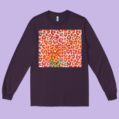 Orange Leopard Glitter Long Sleeve Tee Designed By Jahusdesignshop