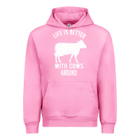 Fuchsia Pink Life Is Better With Cows Around Urban Hoodie - Bettercallsaul