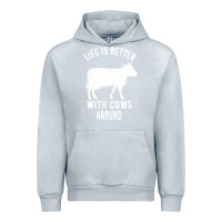 Heather Grey Life Is Better With Cows Around Urban Hoodie - Bettercallsaul