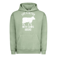 Pigment Oil Green Life Is Better With Cows Around Urban Hoodie - Bettercallsaul