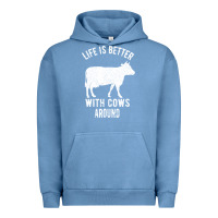 Pigment Pebble Blue Life Is Better With Cows Around Urban Hoodie - Bettercallsaul
