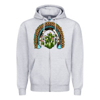 Heather Grey cactus rainbow Zipper Hoodie - JahusDesignShop