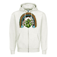 Oatmeal Heather cactus rainbow Zipper Hoodie - JahusDesignShop