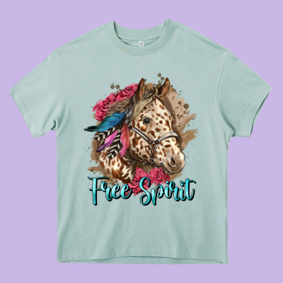 Free Spirit Appaloosa Horse Heavy Core Tee Designed By Lillyallendesigns